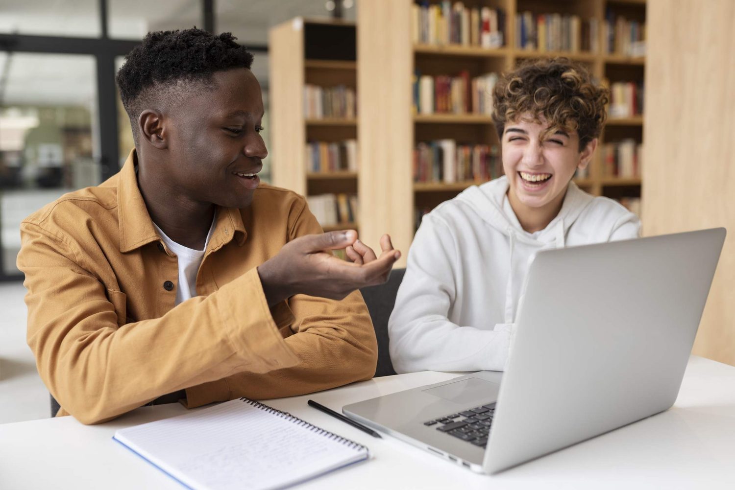 A study group in a library